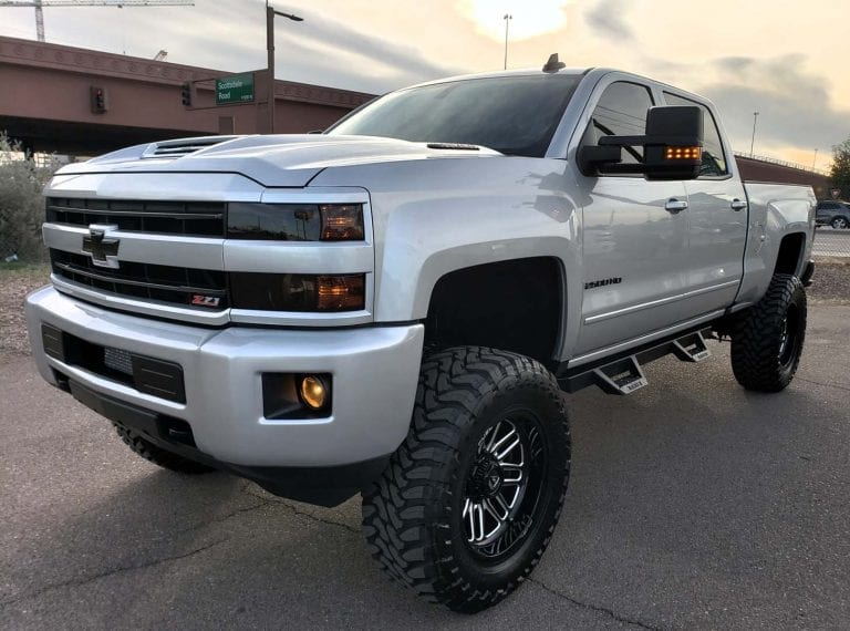 Lifted Chevy 2500hd silver