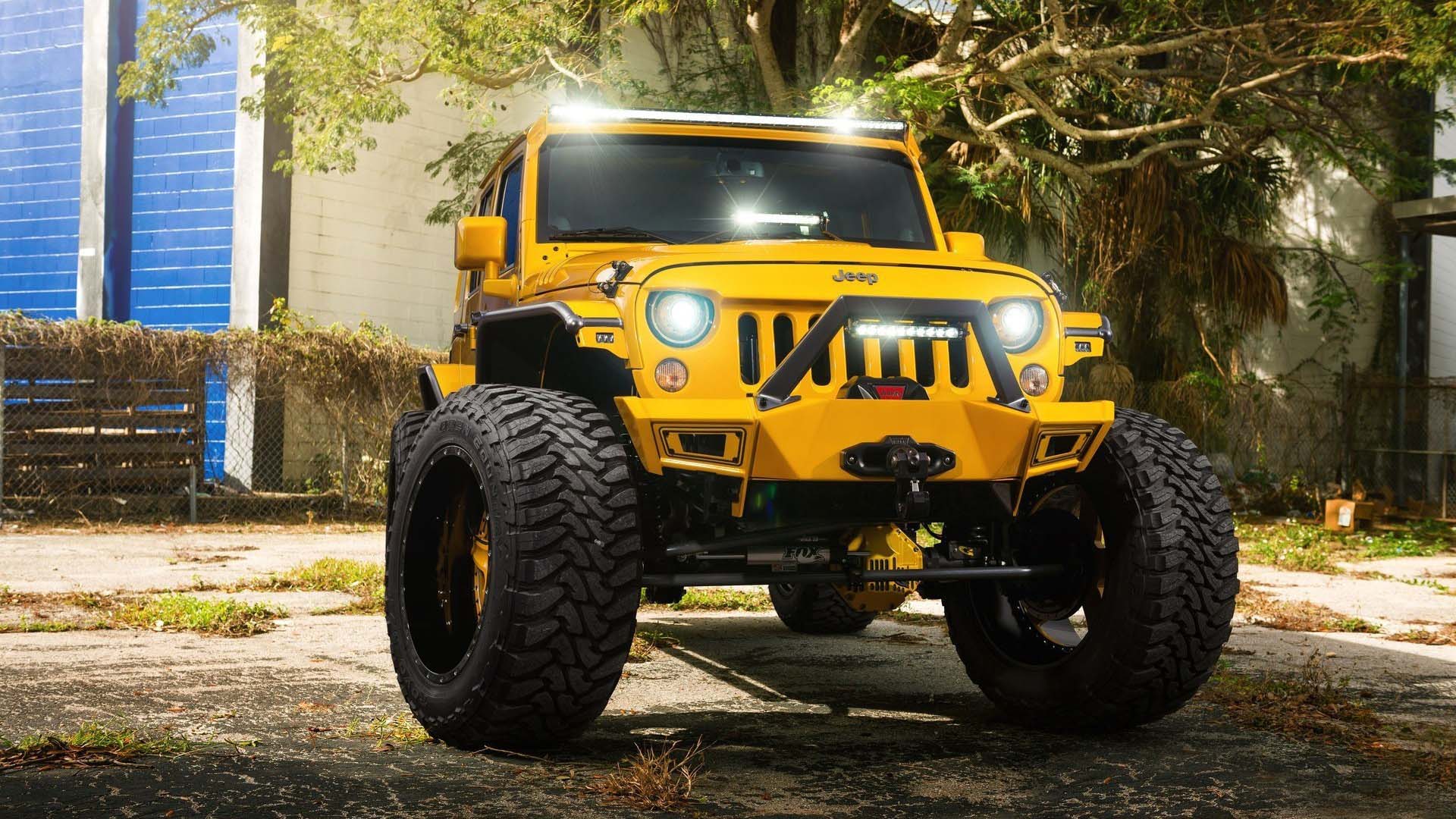 lifted jeep wrangler yellow